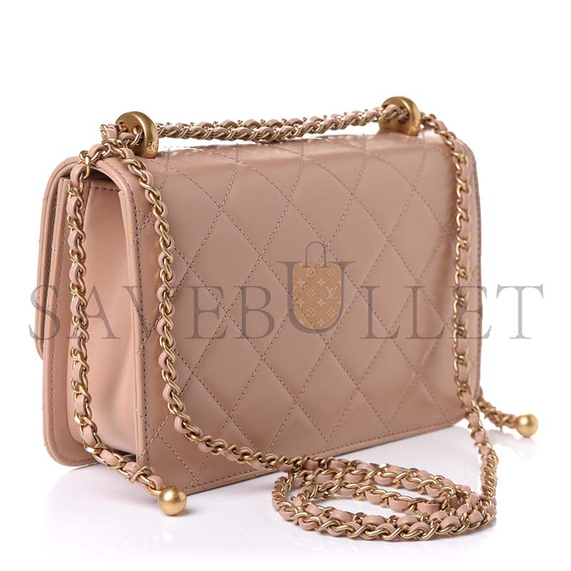 Ch*el calfskin quilted perfect fit flap beige (22*14*8cm)
